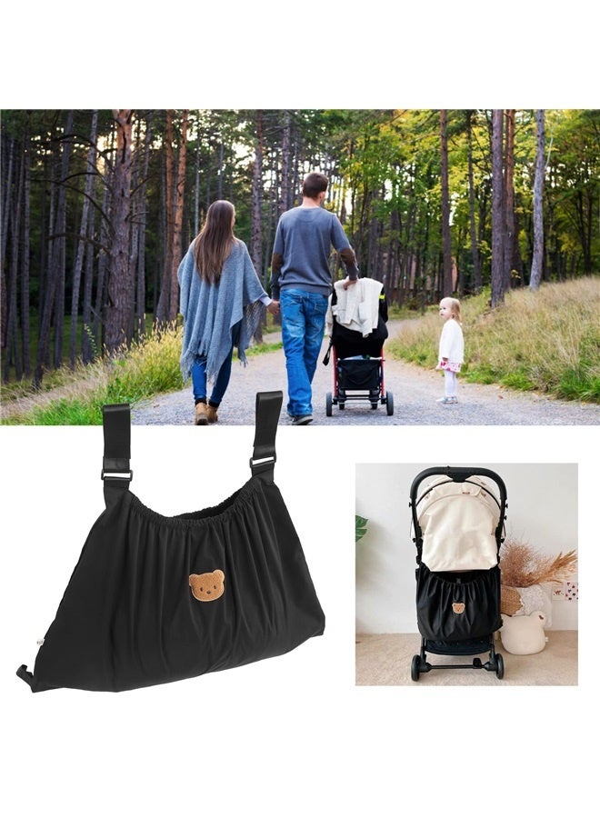 Stroller Bag Organizer, Bear Pattern Nylon Reusable Washable Stroller Organizer Accessories for Mobile Phone(Black) - Image 2