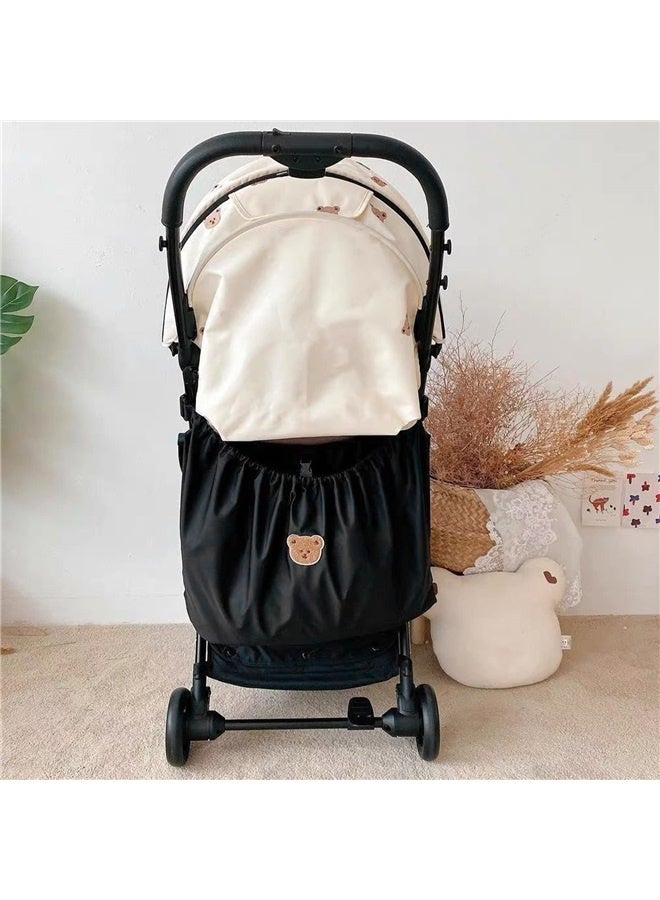 Stroller Bag Organizer, Bear Pattern Nylon Reusable Washable Stroller Organizer Accessories for Mobile Phone(Black) - Image 4