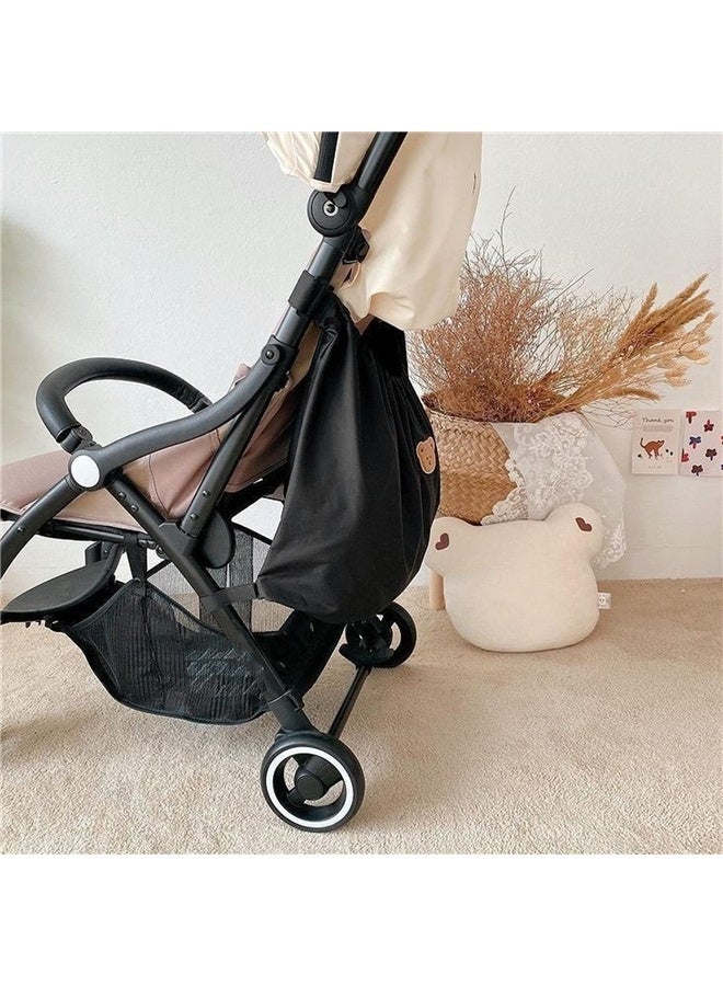 Stroller Bag Organizer, Bear Pattern Nylon Reusable Washable Stroller Organizer Accessories for Mobile Phone(Black) - Image 5