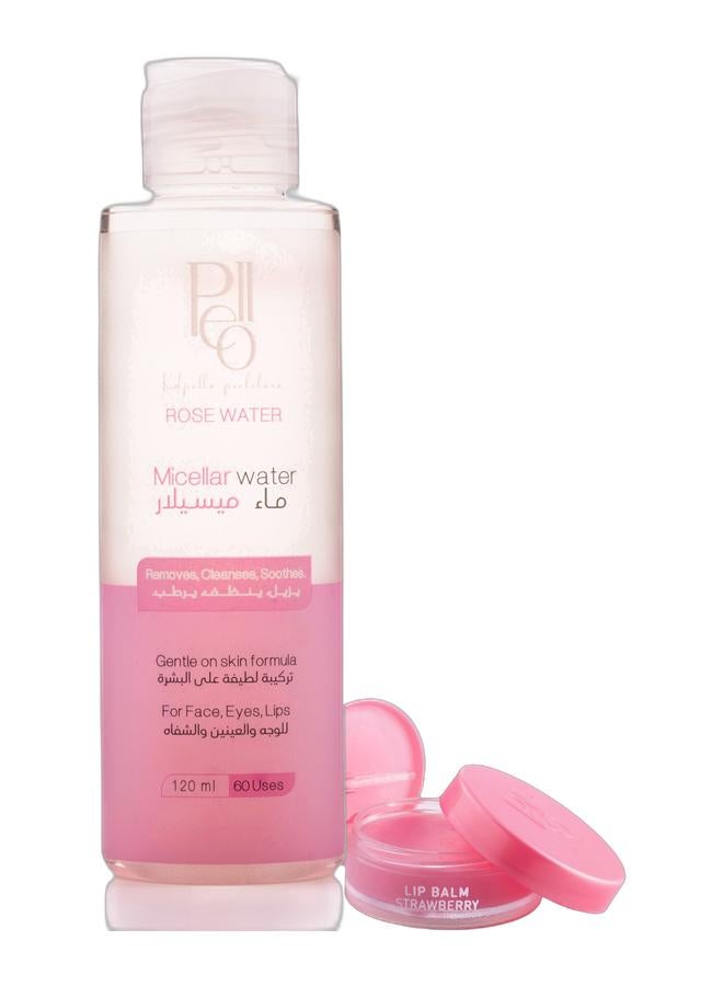 Pello strawberry lip balm and rose micellar water 2pcs - Image 1