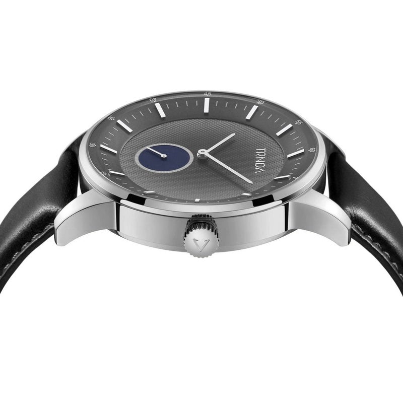 ترندا ساعة TRNDA TRENDY المصنوعة من الفولاذ المقاوم للصدأ بحجم 43 مم - بمينا متدرجة أنيقة للرجال مع سوار جلدي أسود - Image 3