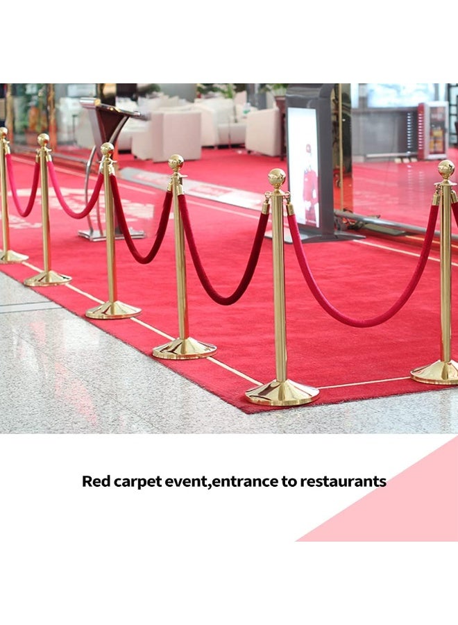 2 Pcs Velvet Crowd Control Rope with Polished Gold Hooks – 1.5m Red Stanchion Queue Barrier for Restaurants, Churches & Events - Image 2