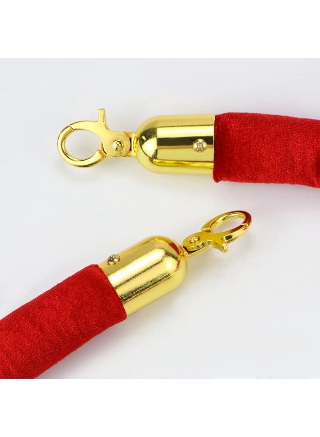 2 Pcs Velvet Crowd Control Rope with Polished Gold Hooks – 1.5m Red Stanchion Queue Barrier for Restaurants, Churches & Events - Image 3