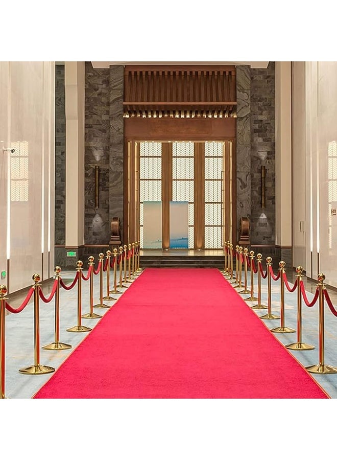 2 Pcs Velvet Crowd Control Rope with Polished Gold Hooks – 1.5m Red Stanchion Queue Barrier for Restaurants, Churches & Events - Image 4