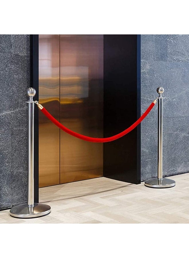 2 Pcs Velvet Crowd Control Rope with Polished Gold Hooks – 1.5m Red Stanchion Queue Barrier for Restaurants, Churches & Events - Image 5