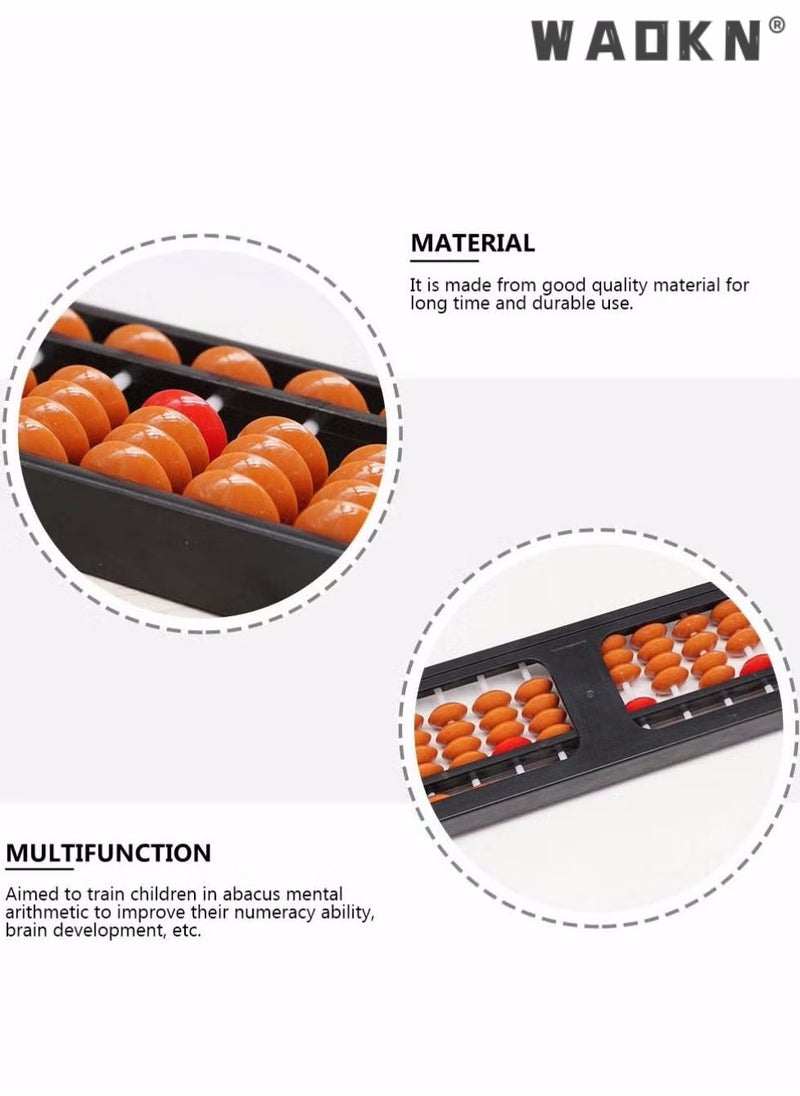 WAOKN - 2pcs Vintage Wooden Abacus 13 Rods Wood Soroban with Reset Button Chinese Japanese Calculator Counting Tool for Kid Educational Brain Teaser Toys Gift Brown - Image 1
