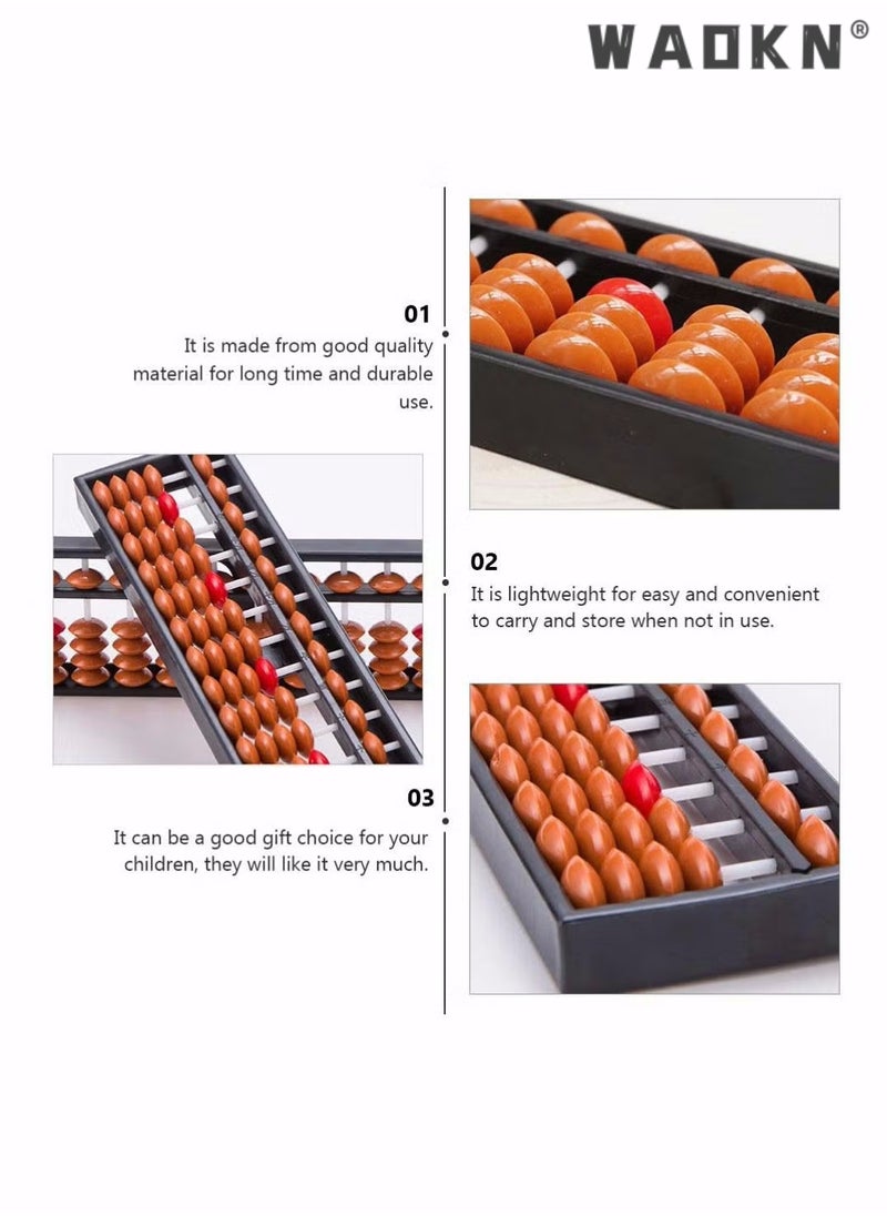 WAOKN - 2pcs Vintage Wooden Abacus 13 Rods Wood Soroban with Reset Button Chinese Japanese Calculator Counting Tool for Kid Educational Brain Teaser Toys Gift Brown - Image 1