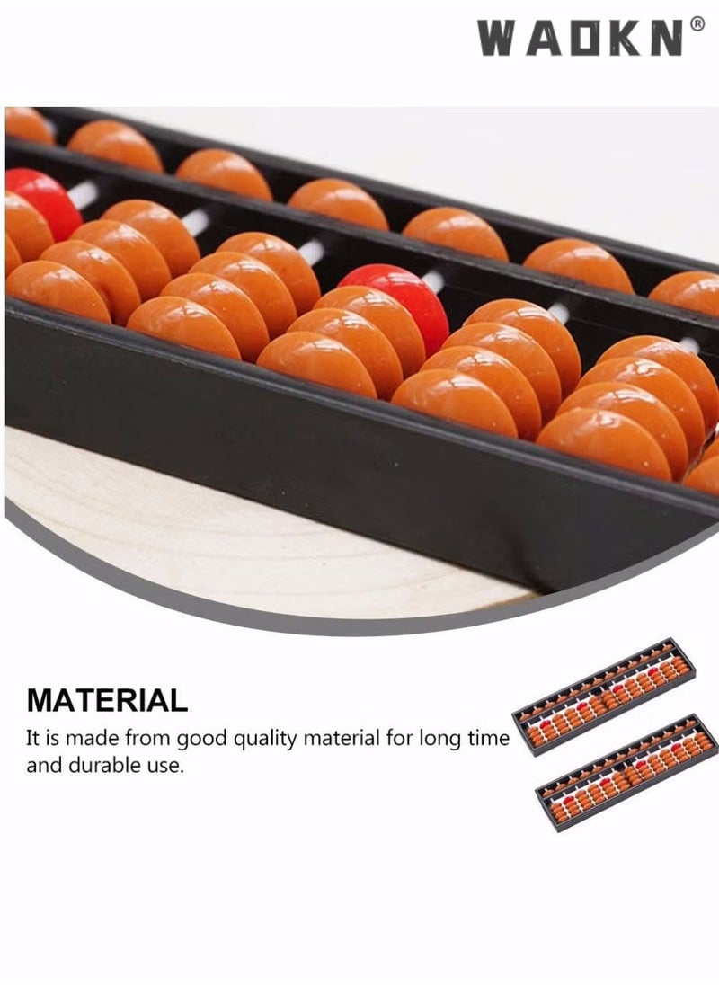 WAOKN - 2pcs Vintage Wooden Abacus 13 Rods Wood Soroban with Reset Button Chinese Japanese Calculator Counting Tool for Kid Educational Brain Teaser Toys Gift Brown - Image 1