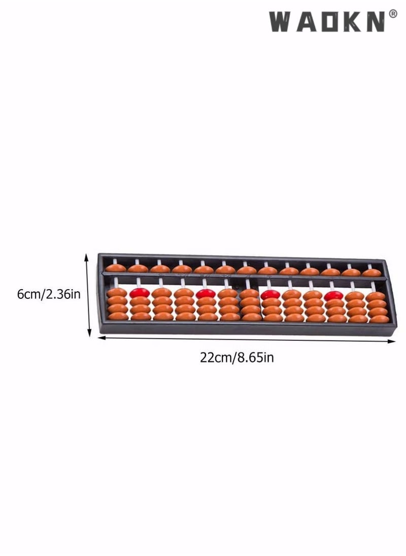WAOKN - 2pcs Vintage Wooden Abacus 13 Rods Wood Soroban with Reset Button Chinese Japanese Calculator Counting Tool for Kid Educational Brain Teaser Toys Gift Brown - Image 1