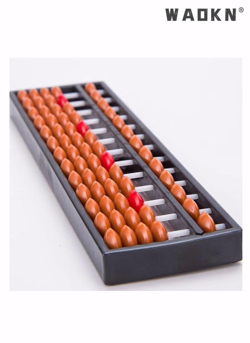 WAOKN - 2pcs Vintage Wooden Abacus 13 Rods Wood Soroban with Reset Button Chinese Japanese Calculator Counting Tool for Kid Educational Brain Teaser Toys Gift Brown - Image 1