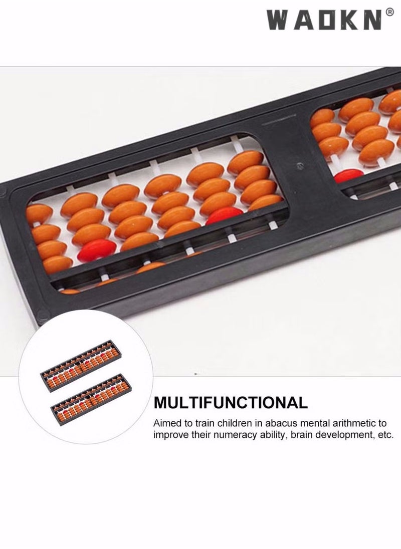 WAOKN - 2pcs Vintage Wooden Abacus 13 Rods Wood Soroban with Reset Button Chinese Japanese Calculator Counting Tool for Kid Educational Brain Teaser Toys Gift Brown - Image 1