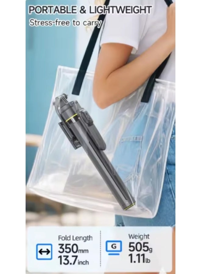 TT19 Bluetooth Selfie Stick Tripod with Auto Pop-Open Quadrapod, Detachable Remote & Phone Clip, Extendable Stainless Steel Stand for iPhone & Android - Image 4