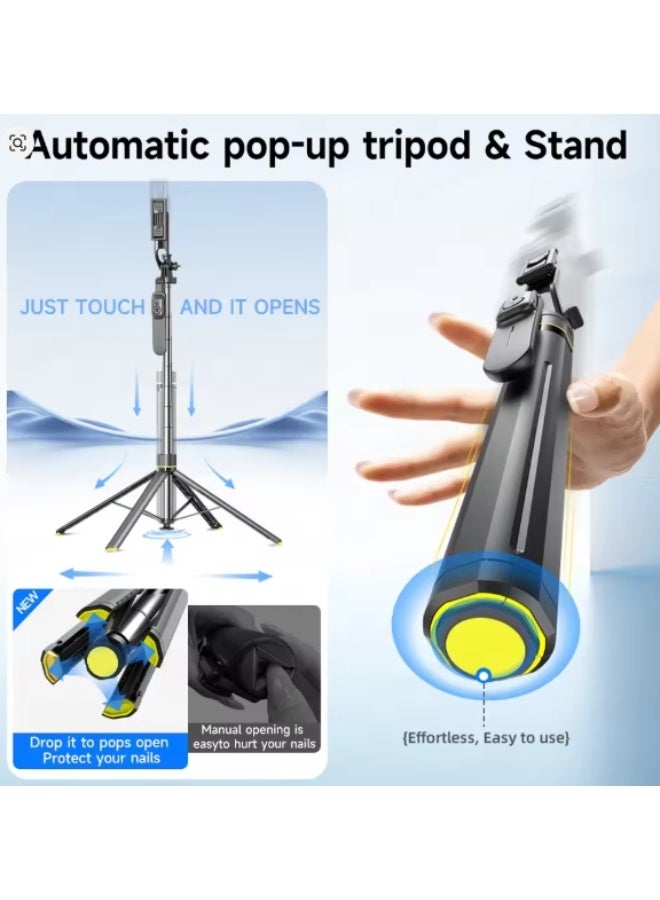 TT19 Bluetooth Selfie Stick Tripod with Auto Pop-Open Quadrapod, Detachable Remote & Phone Clip, Extendable Stainless Steel Stand for iPhone & Android - Image 5