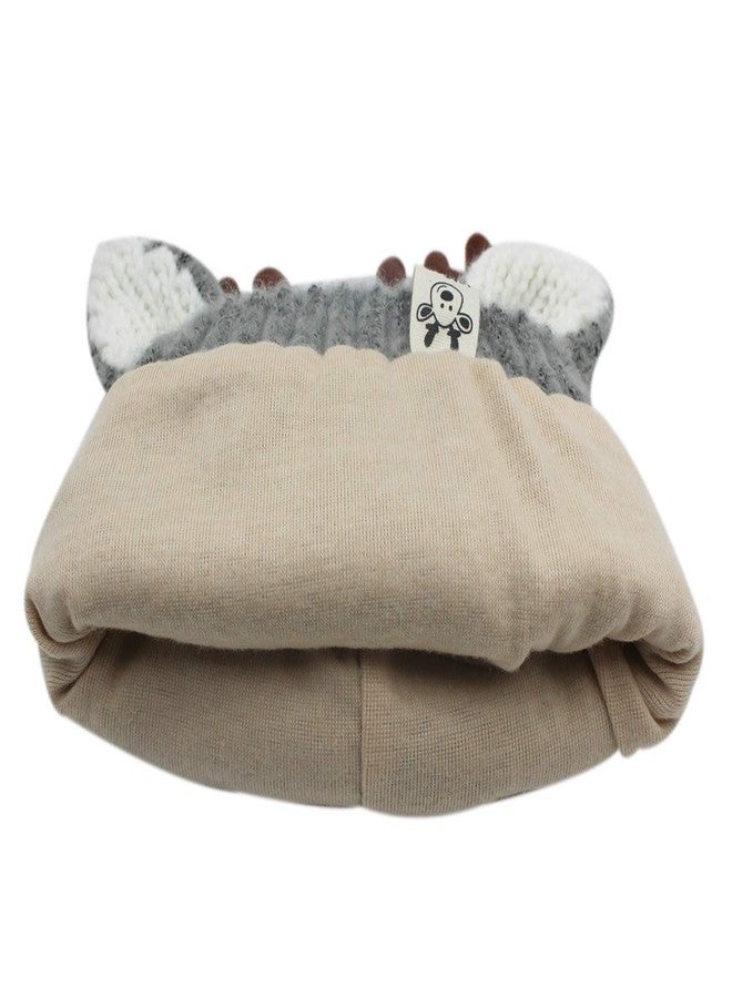 RARITYUS Baby Beanie Hat Cute Antlers Reindeer Winter Hats Warm Knit Cotton Lined Beanies for Toddler Girls Boys - Image 4