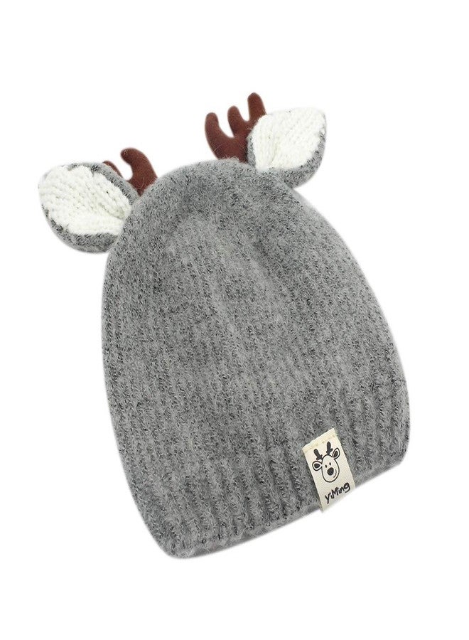 RARITYUS Baby Beanie Hat Cute Antlers Reindeer Winter Hats Warm Knit Cotton Lined Beanies for Toddler Girls Boys - Image 3