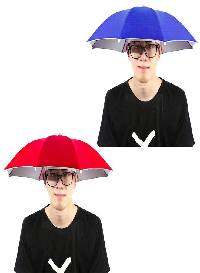 Dark Moon Hat Umbrella for Kids, Girls and Boys Red and Blue Color Cap Hat Umbrella for Adults,Women,Men (Red and Blue) Pack of 2 - Image 2
