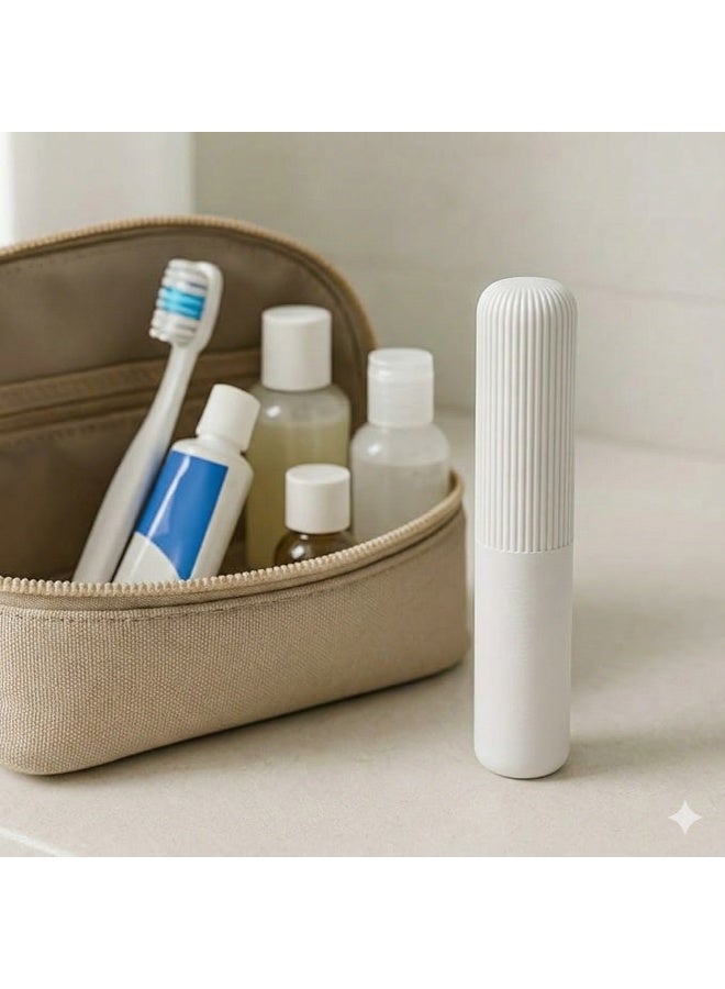 علبة سفر محمولة لفرشاة الأسنان، حامل أسود واقٍ بتصميم تهوية (علبة سفر محمولة لفرشاة الأسنان، حامل أسود واقٍ بتصميم تهوية (أبيض - قطعة واحدة) - Image 3