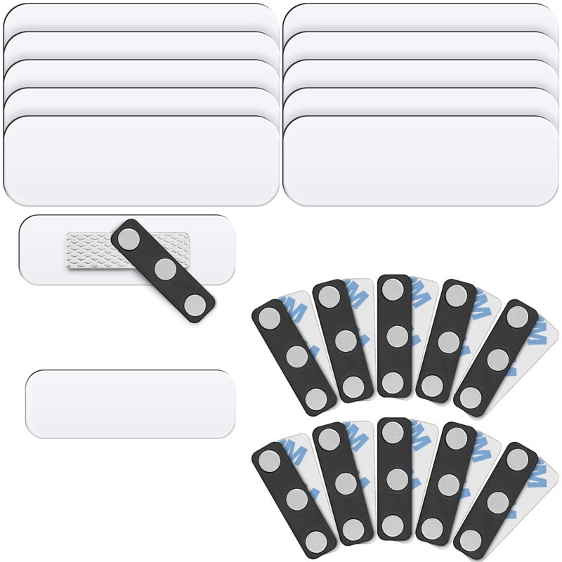 Mifflin-USA - Blank Name Tags with Magnetic Backing - 10 Pack, 1â€ x 3â€ - ID Badge Holders with 3 Strong Neodymium Magnets - Customizable & Reusable Badges with Round Corners - Image 1