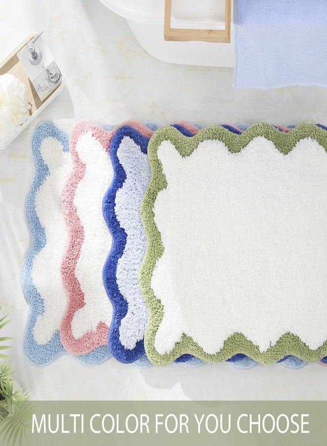 DyeFury Luxury Cute Bathroom Rugs, White Bath Mat W/Green Scalloped Edge, Microfiber Aesthetic Trendy Funky Fun Preppy Rug, Extra Soft Bathroom Mat Non-Slip for Tub, Shower, and Bath Room 30'' x 20'' - Image 5