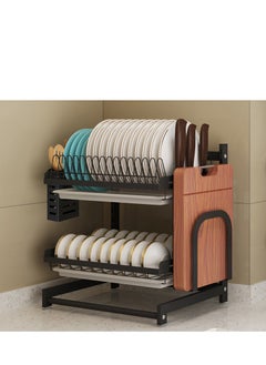EMZJ 2-Tier Countertop Dish Drying Rack Drainer for Kitchen Organization Storage Shelf Utensils with Blade Holder (without chopsticks cage)  - Image 1