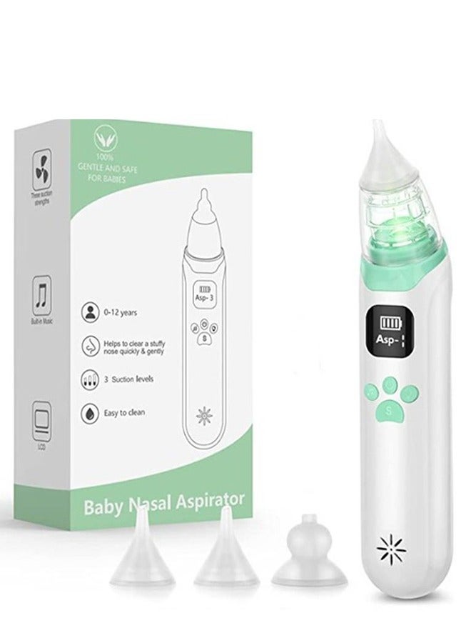 Baby Nasal Aspirator, Baby Nasal Aspirator Electric Nasal Cleaner, 3 Levels Of Suction, 3 Sizes Of Silicone Heads, With Music Soothing Function, Rechargeable - White, Newborn Baby Gift, Baby Shower Gift, Baby Essentials, Baby Healthcare, Nasal Congestion Relief, Baby Nose Cleaner - Image 1