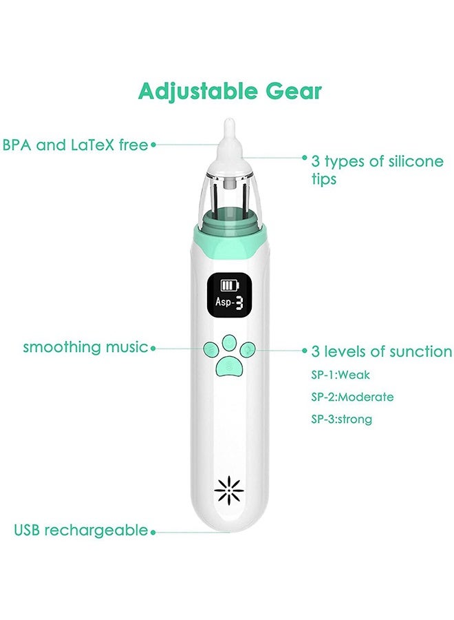 Baby Nasal Aspirator, Baby Nasal Aspirator Electric Nasal Cleaner, 3 Levels Of Suction, 3 Sizes Of Silicone Heads, With Music Soothing Function, Rechargeable - White, Newborn Baby Gift, Baby Shower Gift, Baby Essentials, Baby Healthcare, Nasal Congestion Relief, Baby Nose Cleaner - Image 3