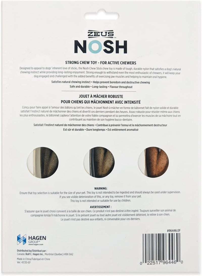 ZEUS Nosh Strong Chew Sticks Dog Chew Toy Tasty Trio 3Pack 96446 - Image 4