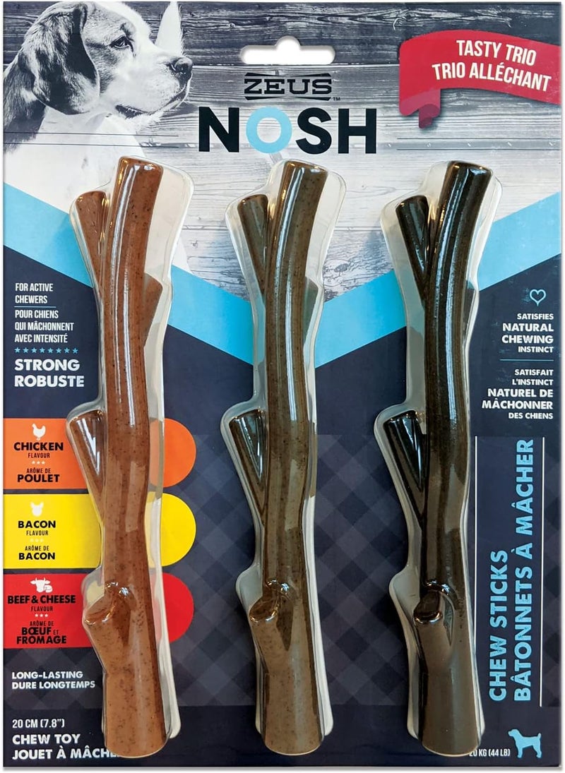 ZEUS Nosh Strong Chew Sticks Dog Chew Toy Tasty Trio 3Pack 96446 - Image 1