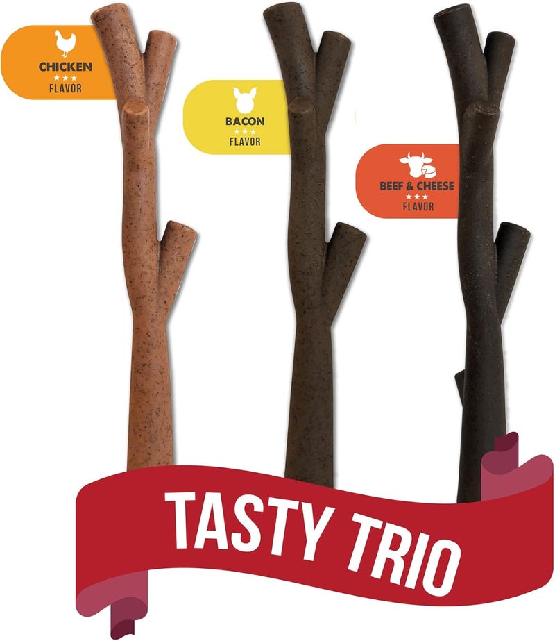 ZEUS Nosh Strong Chew Sticks Dog Chew Toy Tasty Trio 3Pack 96446 - Image 2