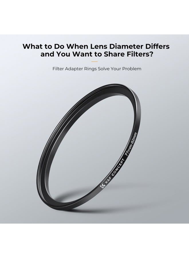 K&F Concept 18 PCS Filter Ring Adapter Set, Camera Lens Filter Aluminum Alloy 9 PCS Step-up and 9PCS Step-down Rings Kit, Black - Image 3