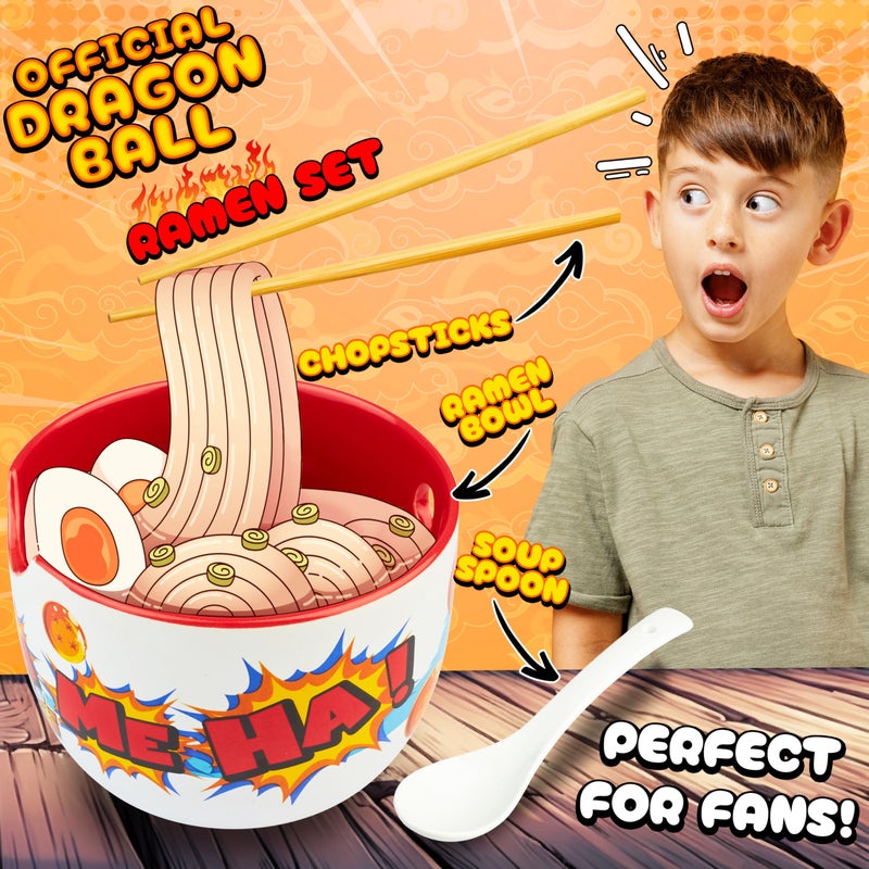 Get Trend Dragon Ball Z Ramen Bowl 3 Pc Set with Bamboo Chopsticks, Spoon for Kids Teens Adults, 20oz Bowl, Microwave Safe Anime Gifts for Teens (Multi Dragon Ball) - Image 2