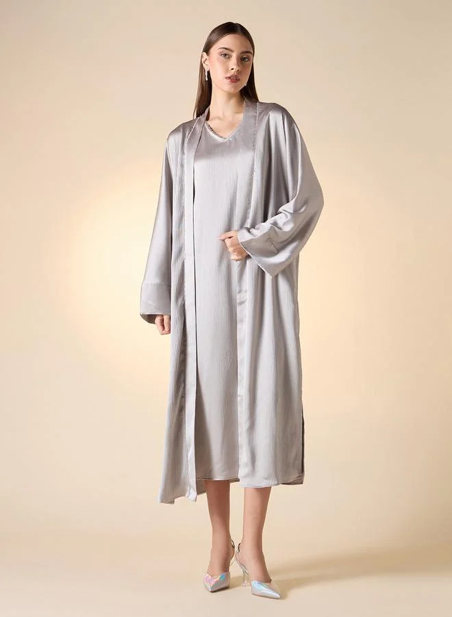 Iconic Iconic Textured Sleeveless Dress with Shrug