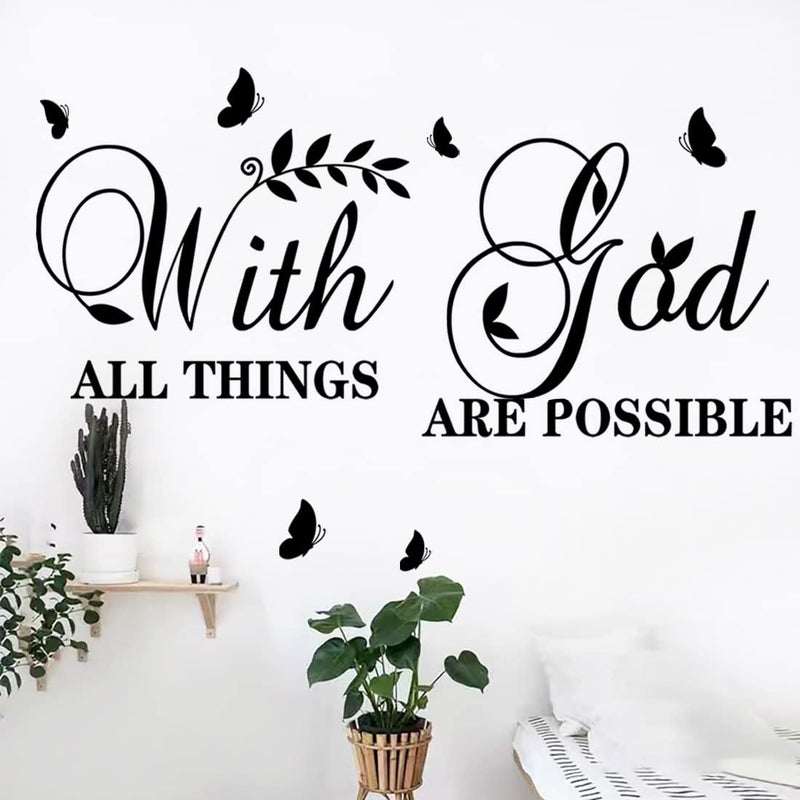 Inspirational God All Things Possible Wall Stickers Motivational Quote Art Decals Vinyl Decal