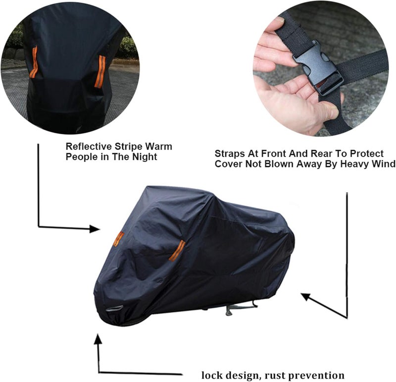 SEAZEN Motorcycle Cover - Waterproof, Dustproof, Snowproof, UV Protection, 5 Layer Breathable Fabric for Motorcycles up to 96" - Image 5
