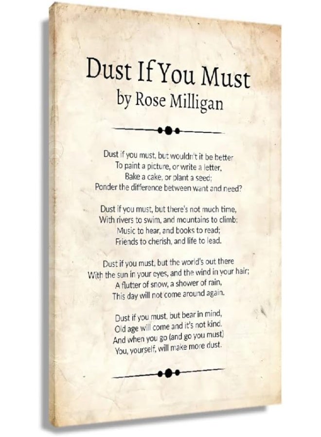 Busmko Dust If You Must Poem Posters Framed Quotes Wall Decor Poetry Vintage Prints Modern Pictures For Living Room Framed (16x24 inch) - Image 1