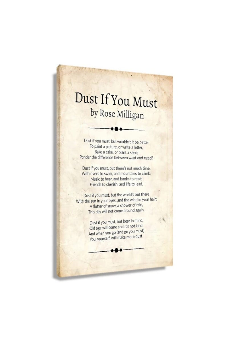 Busmko Dust If You Must Poem Posters Framed Quotes Wall Decor Poetry Vintage Prints Modern Pictures For Living Room Framed (16x24 inch) - Image 1
