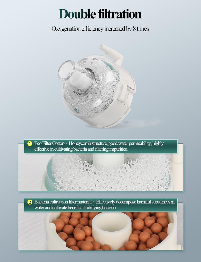 UPETTOOLS Mini Aquarium Sponge Filter, Small Fish Tank Filter Submersible Fish Filter Built-in Air Bubble Stone and Bio Balls for Fish Tanks up to 5 Gallon (Air Pump Not Included) - Image 5