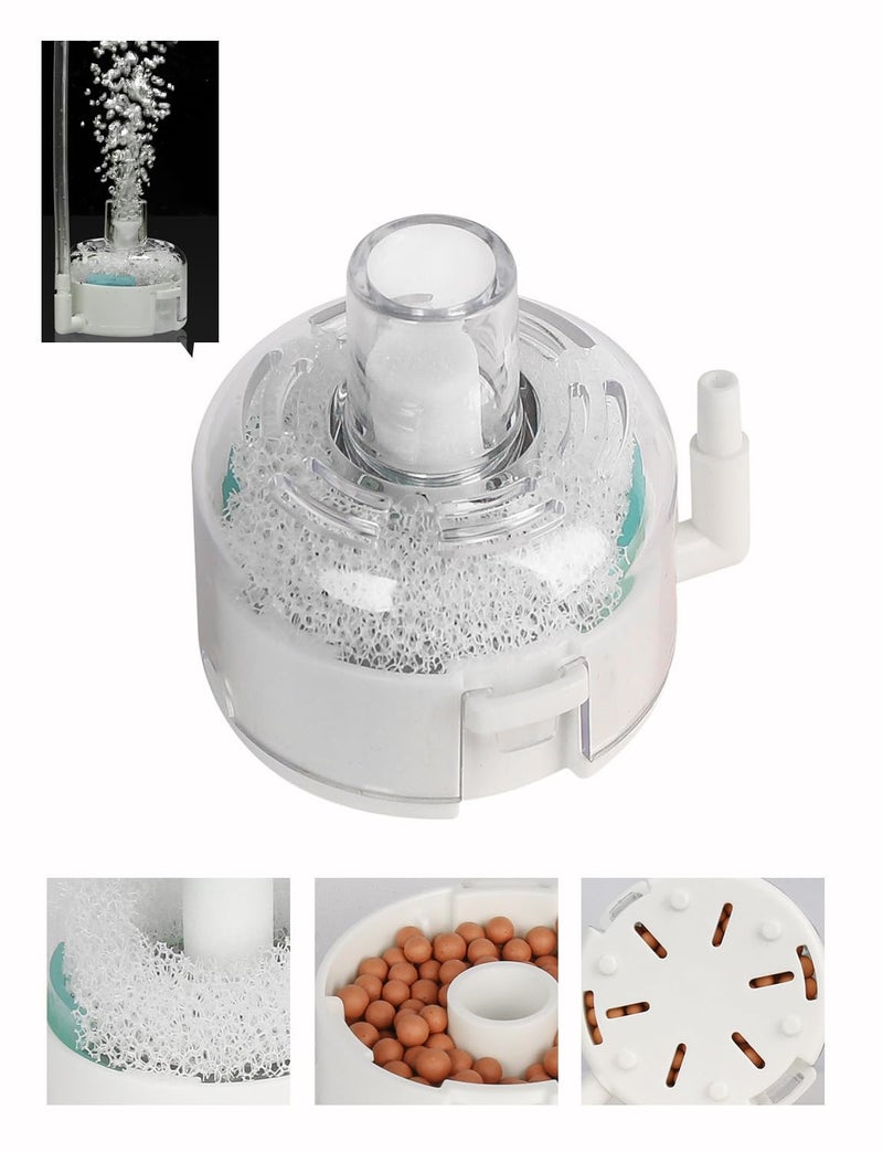 UPETTOOLS Mini Aquarium Sponge Filter, Small Fish Tank Filter Submersible Fish Filter Built-in Air Bubble Stone and Bio Balls for Fish Tanks up to 5 Gallon (Air Pump Not Included) - Image 1