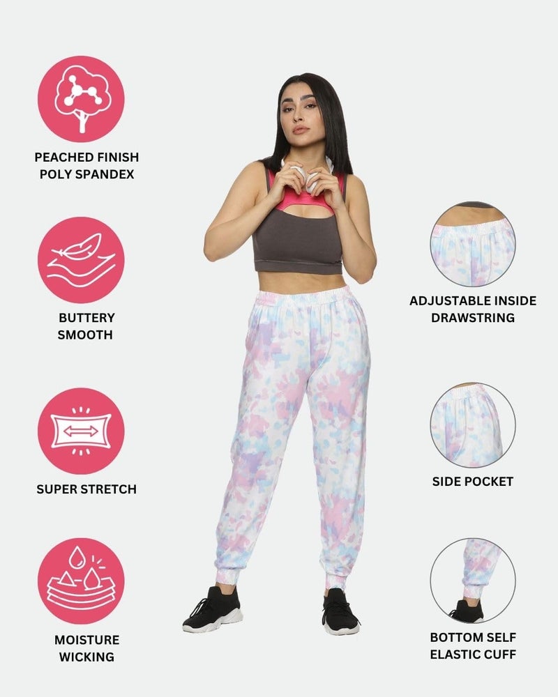 DOMIN8 Women Regular Fit High Rise Solid Training Drawstring Track Pants | Stylish Trouser | Lower for Workout, Gym Pants, Multicolor, Large - Image 3