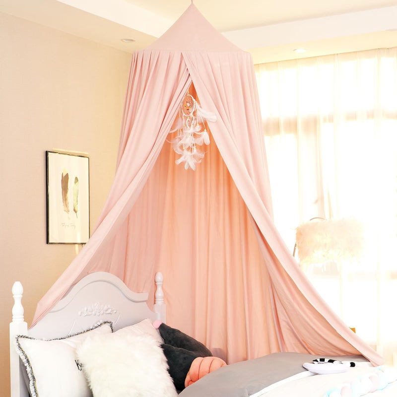 HggTjj Kids Bed Canopy Girls Canopy for Crib Canopy Nursery Canopy Hanging Canopy Blocking Light Canopy Reading Canopy Beige Pink 