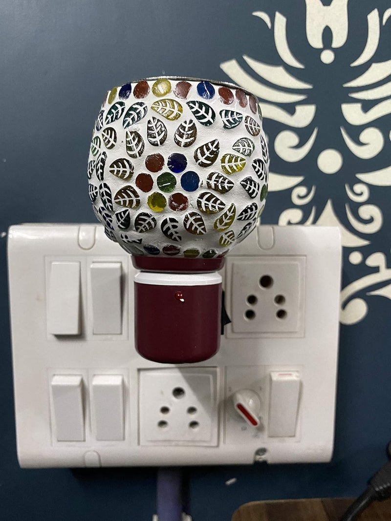 Prathna Electric Kapoor Dani Stand Kapur Incense BurnerCeramic Kapoor DaniAroma Oil Burner Cum Night Lamp with Switch Bundi Design DN_35Round - Image 2