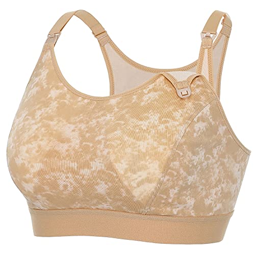 Gratlin Womens Plus Size Nursing Bra Sports Maternity Support Cotton Breastfeeding Bras Smoke Fills The Air Color of Skin Large - Image 1