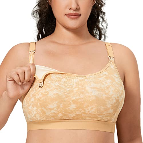 Gratlin Womens Plus Size Nursing Bra Sports Maternity Support Cotton Breastfeeding Bras Smoke Fills The Air Color of Skin Large - Image 3
