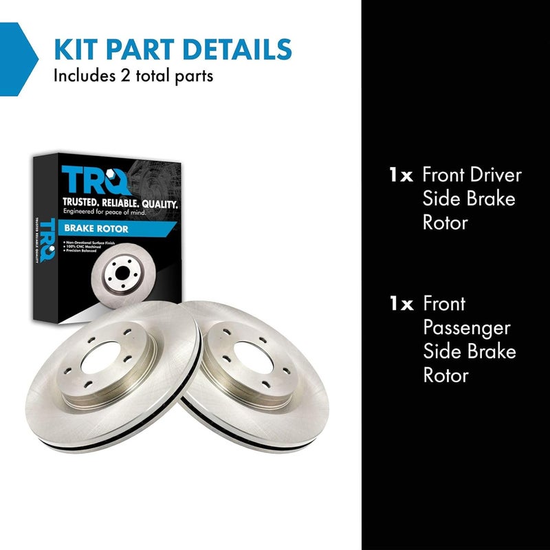 TRQ Front Brake Rotors Set Vented Compatible with 2011-2017 Nissan Juke 2017-2019 Sentra - Image 2