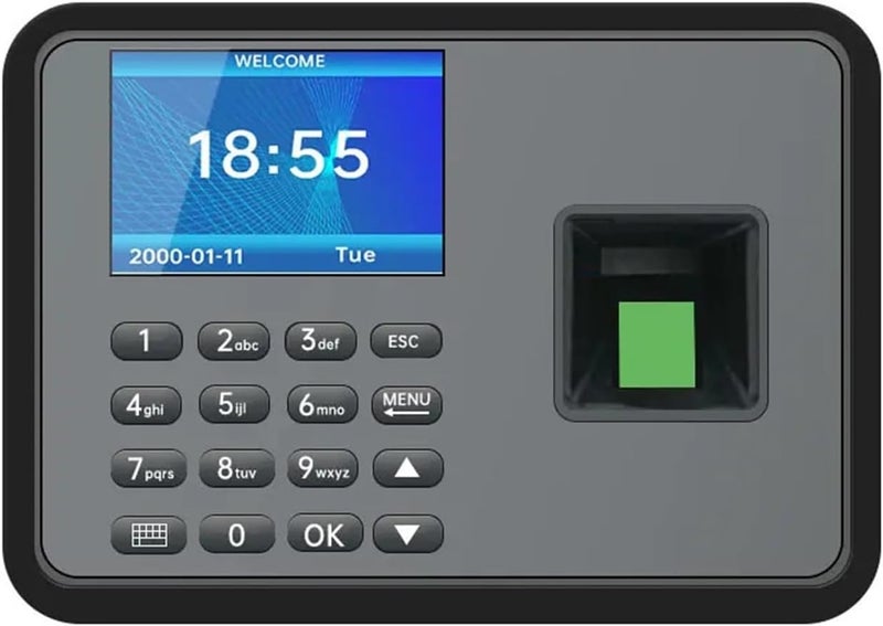 Office Intelligent Password Attendance Machine Biometric Fingerprint Employee Checking-in Recorder DC 5V Time Attendance Clock, 2.8-inch Tft Screen-1 - Image 2