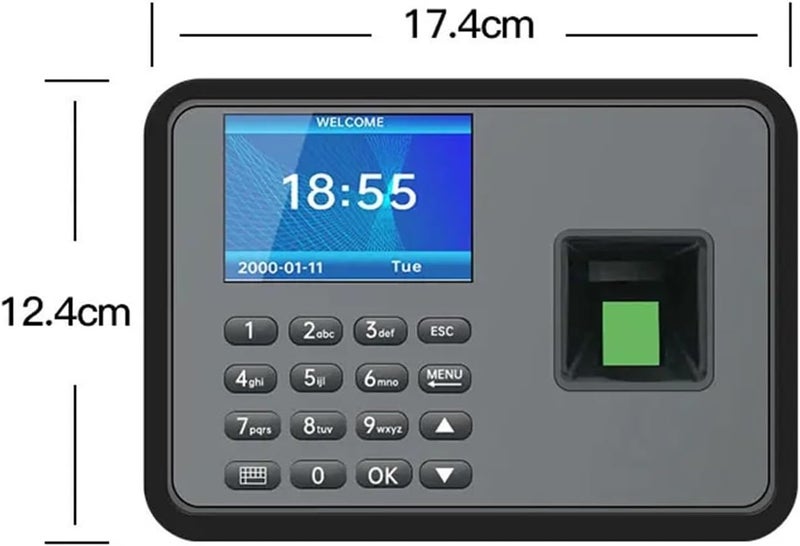 Office Intelligent Password Attendance Machine Biometric Fingerprint Employee Checking-in Recorder DC 5V Time Attendance Clock, 2.8-inch Tft Screen-1 - Image 3