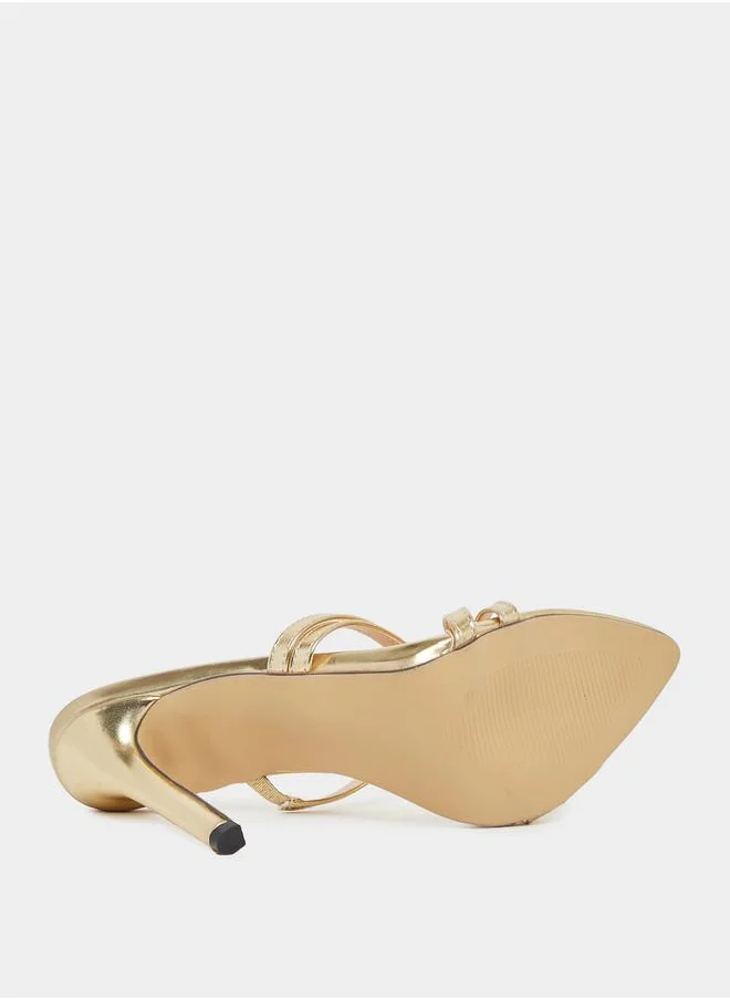 Styli Strappy Slip-On Sandals with Stiletto Heels