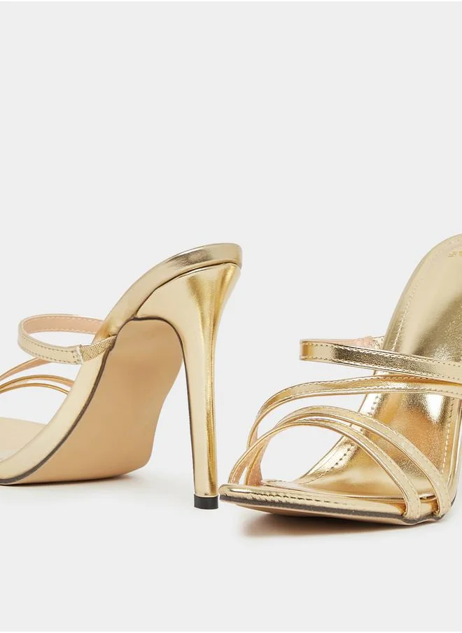 Styli Strappy Slip-On Sandals with Stiletto Heels