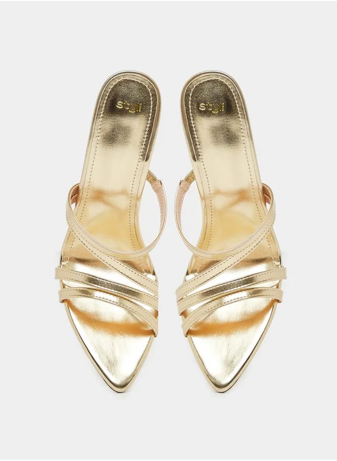Styli Strappy Slip-On Sandals with Stiletto Heels