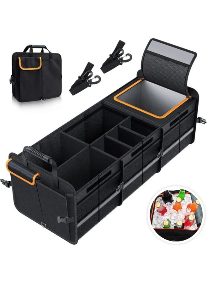 Oasisgalore Large Trunk Organizer With Built-in Leakproof Cooler Bag, 2 Tie-Down Straps, 4 Removable Dividers, Foldable Cover - Image 1